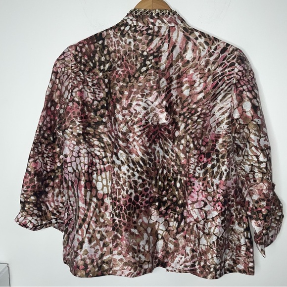 NWT CHICO'S Bernita Animal Pattern Caliente Coral Open Jacket - Picture 7 of 13